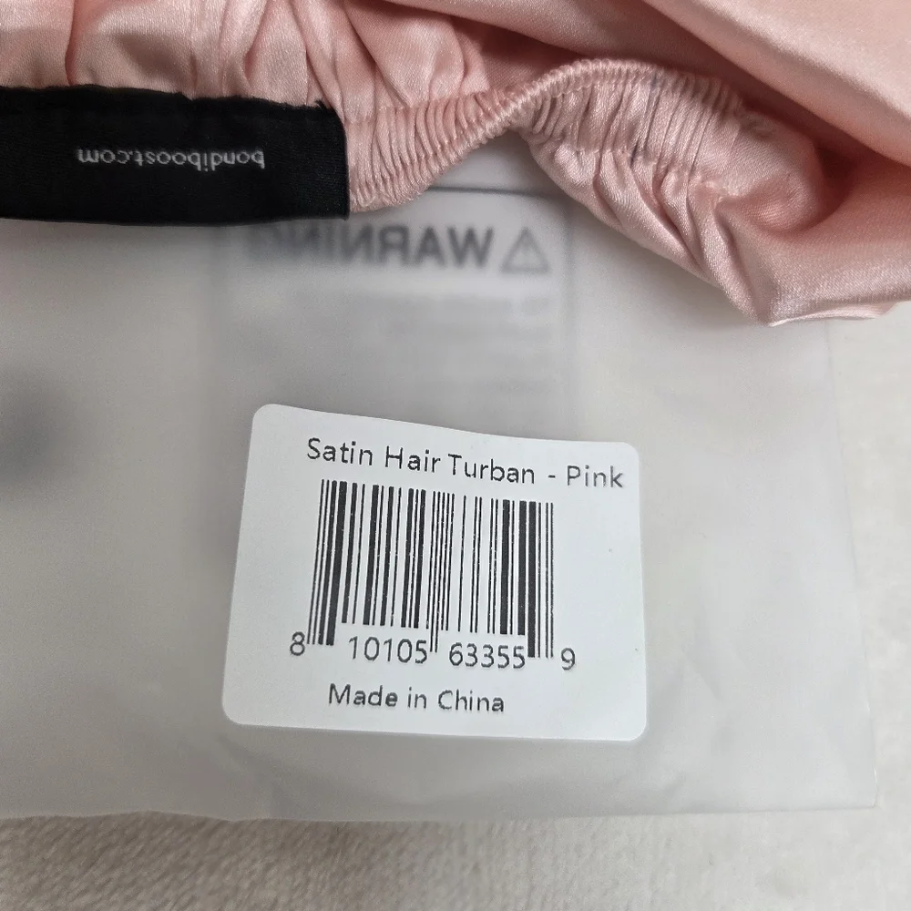 BondiBoost Pink Satin Hair Wrap Turban for Frizz-Free Hair - NIP